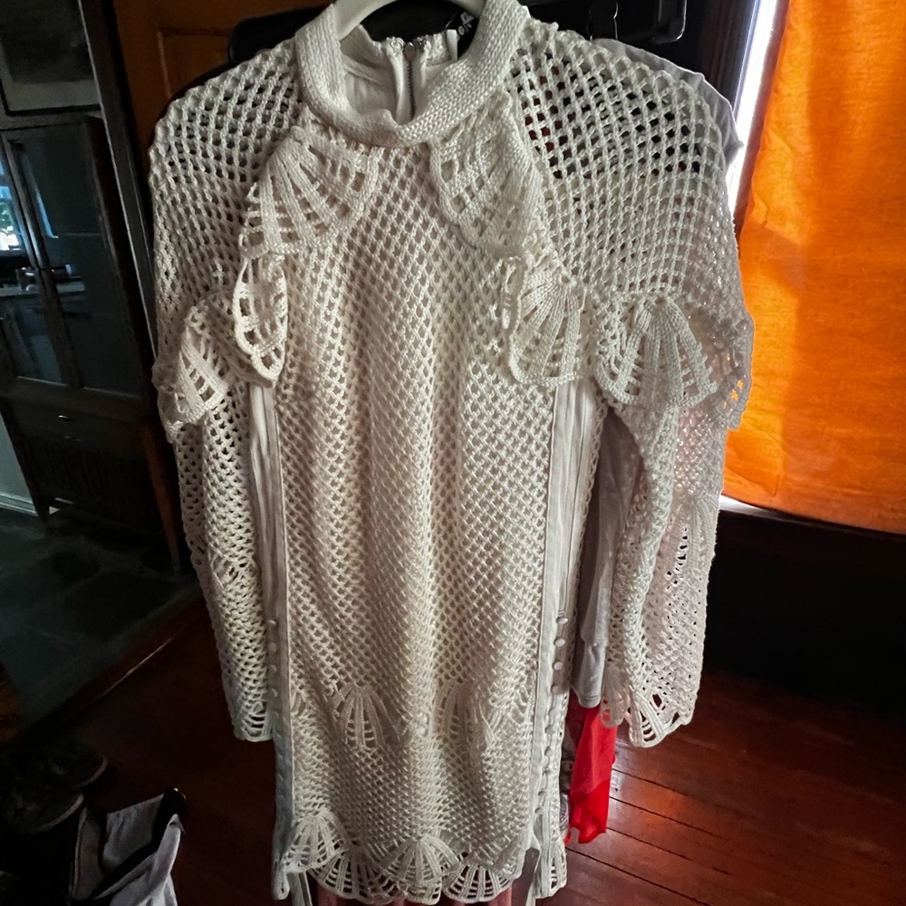 SELF-PORTRAIT Crochet Mini Dress - Size 4